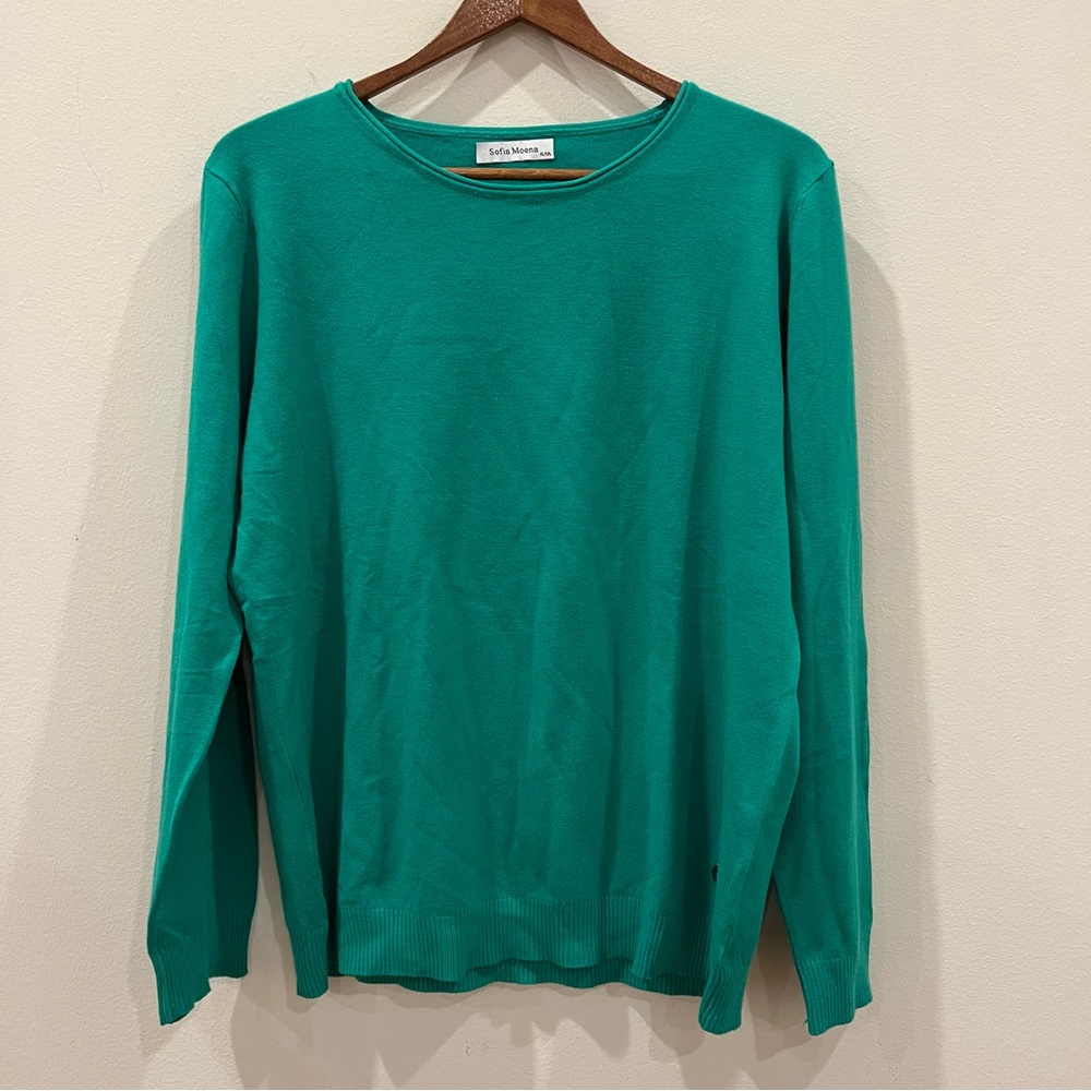 Sofia Moena Pullover Sweater Womens XL XXL Kelly Green Modal Minimalist Soft